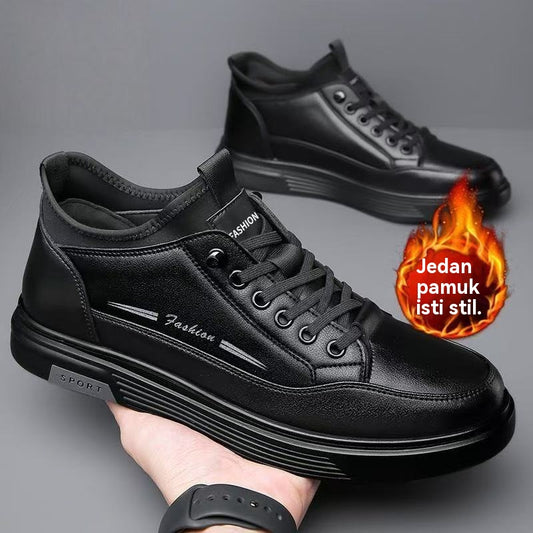 😎👍【39-44】Nowe męskie wodoodporne buty casualowe ze skóry i aksamitu, bawełniane, na jesień i zimę 2025.