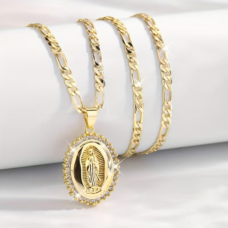 🔥Colgante de la Virgen María en acero inoxidable color dorado