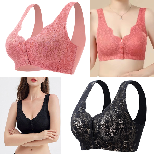 😍【40-100 kg】❤️2026 Nuevo sujetador de cierre frontal sin aros para mujer, tirantes sin costuras, push-up y antiflacidez