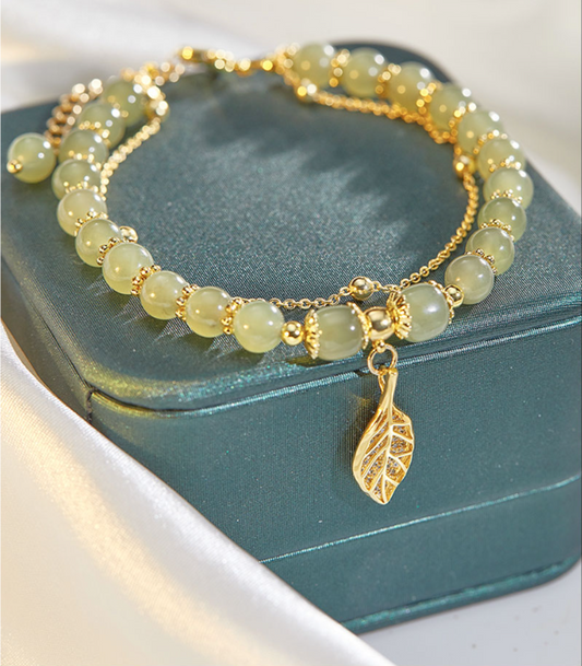 ✨【30%OFF】Nueva pulsera de jade hetiano de oro de 14 quilates
