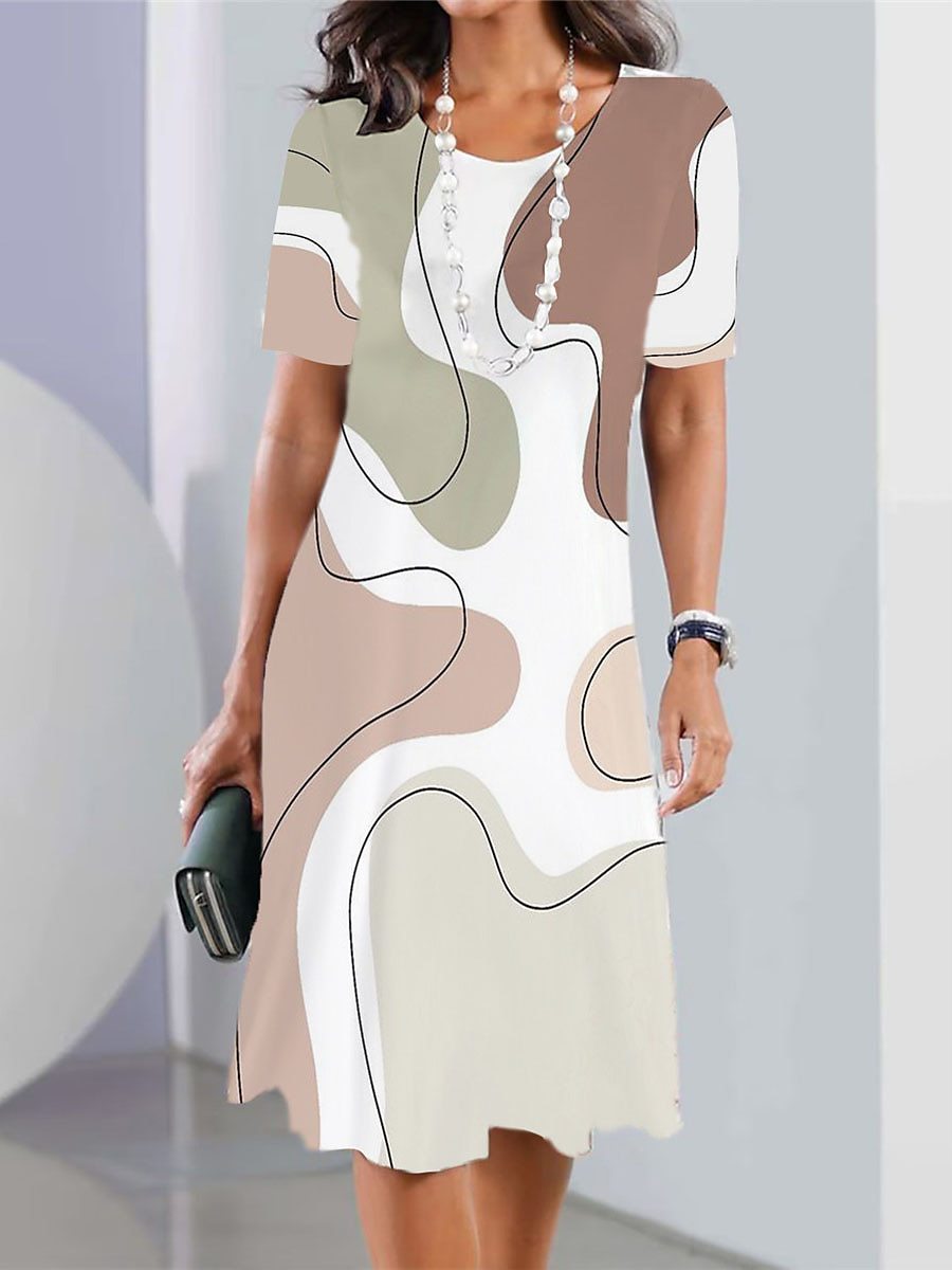 👗【XS-5XL】Sexy šaty 2026 s potiskem a kulatým výstřihem pro ženy