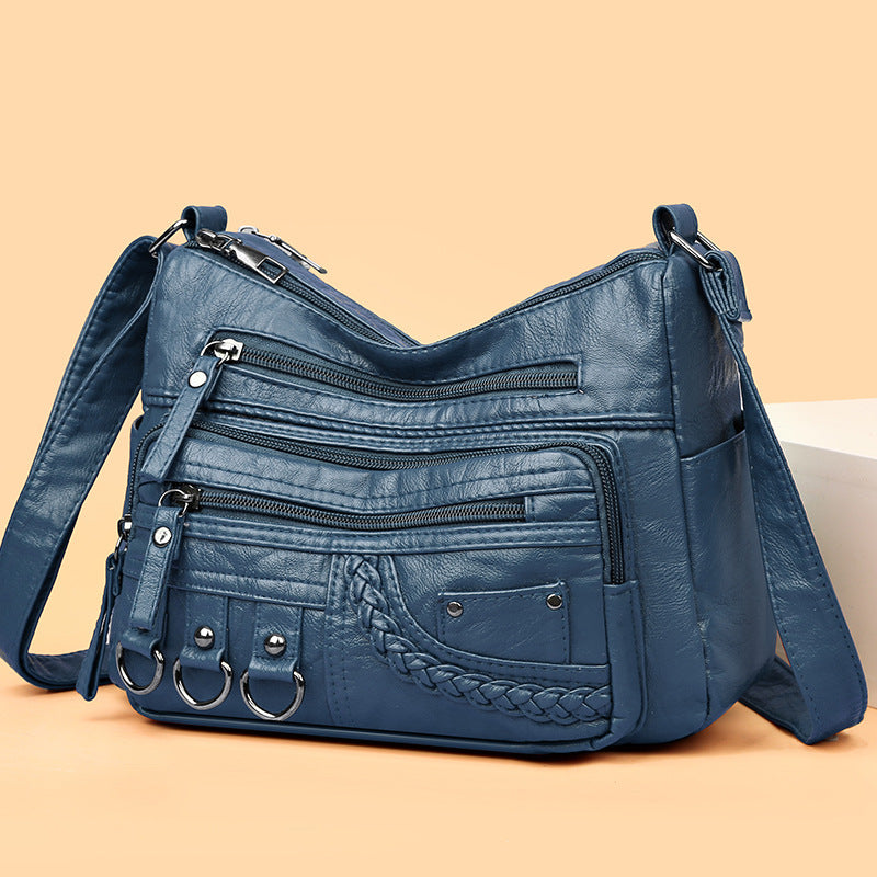 Velkoobjemová měkká kožená kabelka přes rameno/crossbody
