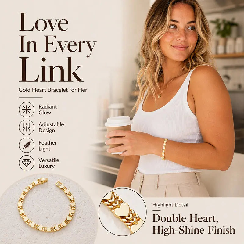 📢📢¡50% de descuento por tiempo limitado! ⏰Elegante pulsera cubana en forma de corazón para mujer: encanto exquisito, diseño clásico, cómoda de llevar 💝