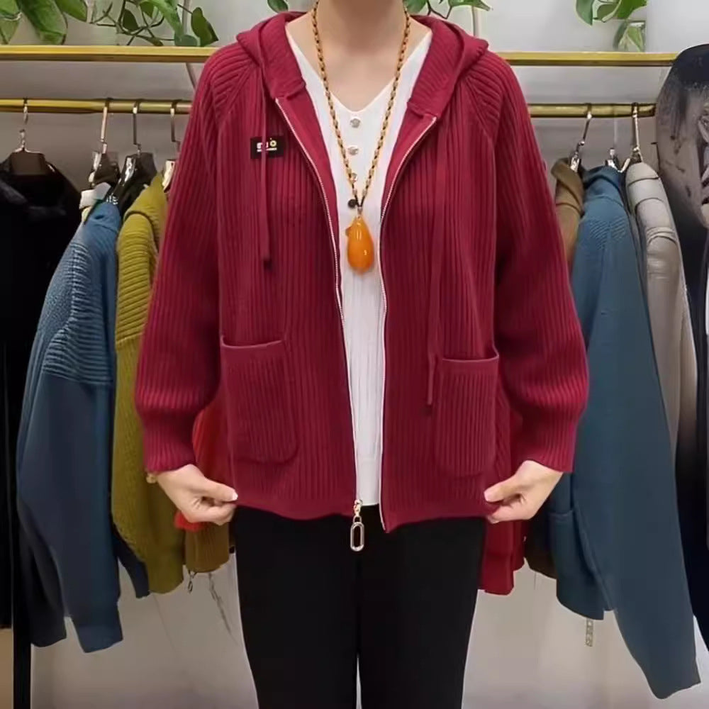 2025 Nový zip s monogramem a kapucí s vertikálním pruhem