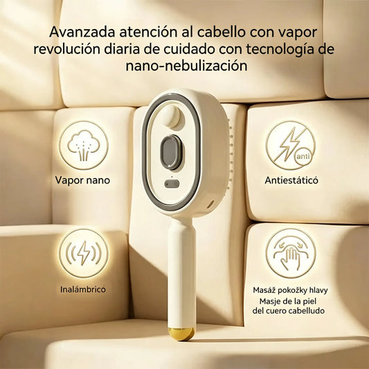 ⚡💨 Peine eléctrico con pulverizador, masaje y cuidado del cabello 2 en 1
