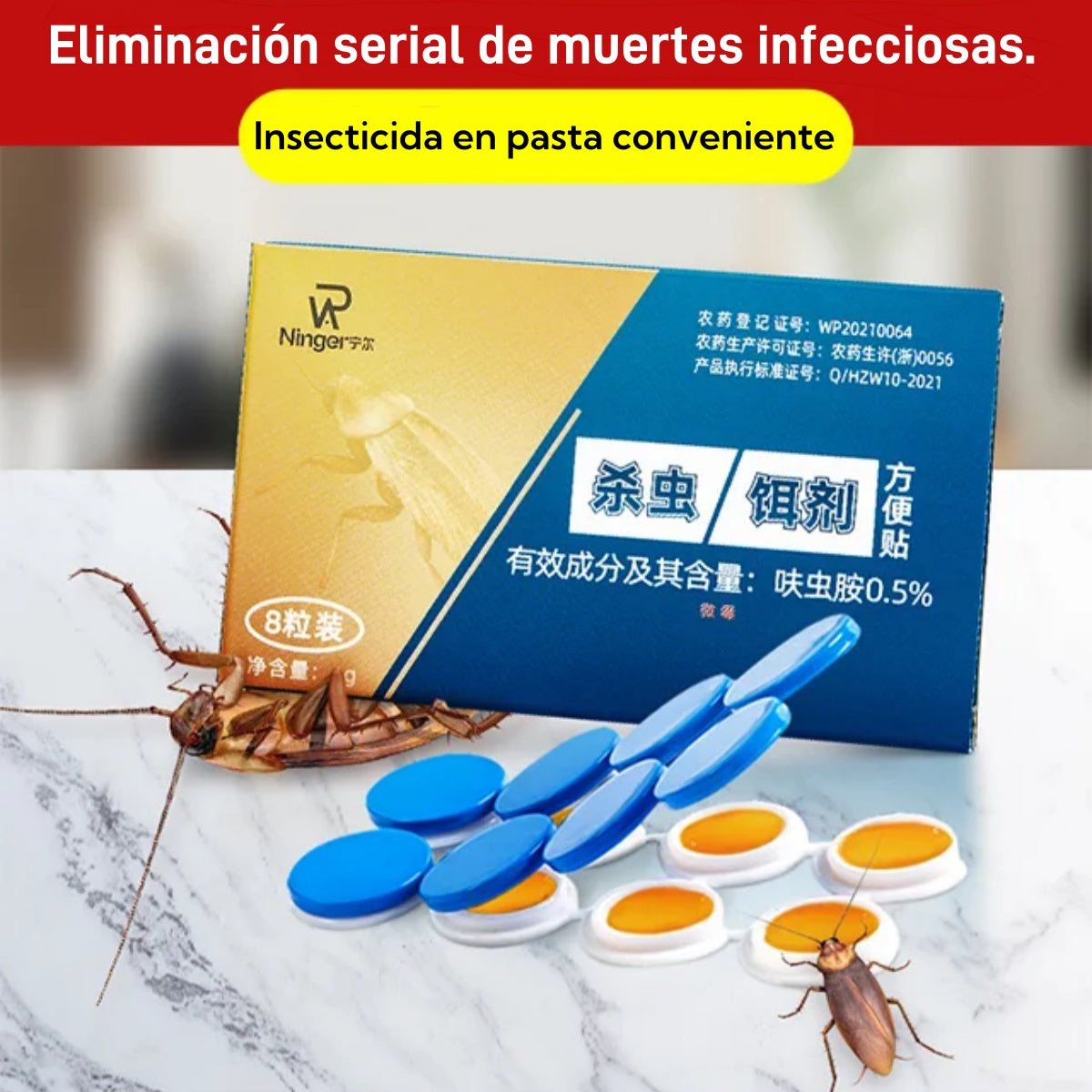 💥【5 cajas con 40 cápsulas】 Parche de cebo de gel fuerte para matar cucarachas