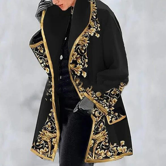 💐【S–3XL】Elegantní dámský vlněný kabát s potiskem klopy · Stylový, teplý a lehký · Sleva 50% + doprava zdarma