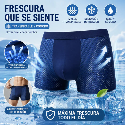 4 piezas (L-4XL)🔥2026 Nuevos calzoncillos bóxer de seda helada para hombre, modal, talla grande, con malla antibacteriana