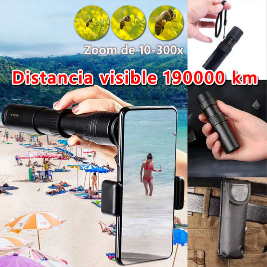 🔭✨ Monocular 10-300x40 con zoom – visión HD de alta potencia para actividades al aire libre y uso nocturno 🌙🏔️