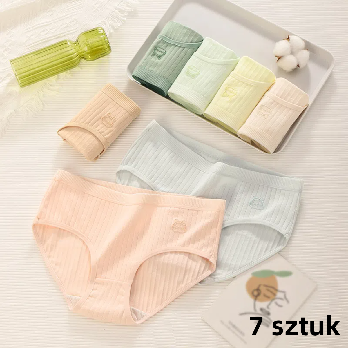 💓(7piezas) Ropa interior femenina antibacteriana sencilla y avanzada con cintura alta, para mujeres de 70 a 180 kg