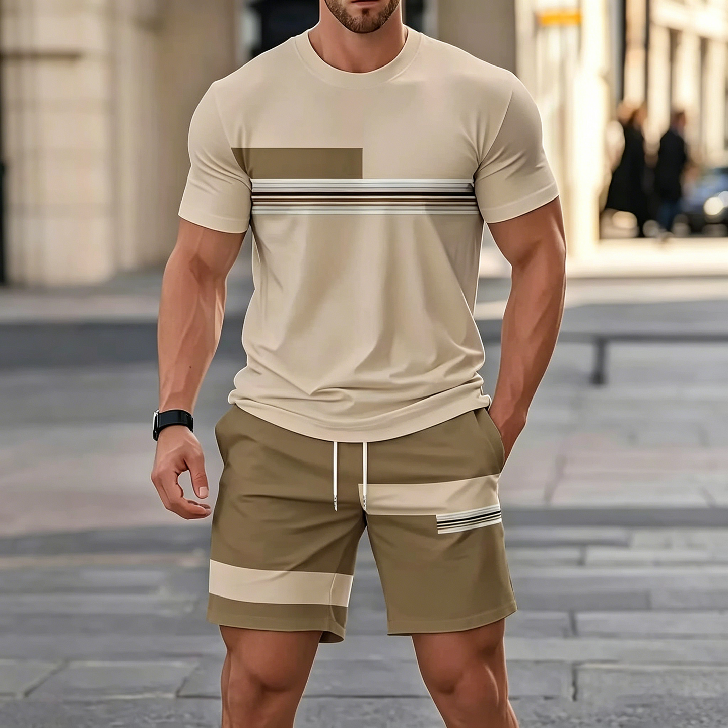 ✨【Pago contra entrega】Conjunto deportivo de verano de 2 piezas para hombre: cómoda camiseta de manga corta y pantalones cortos para el día a día y para estar en casa.