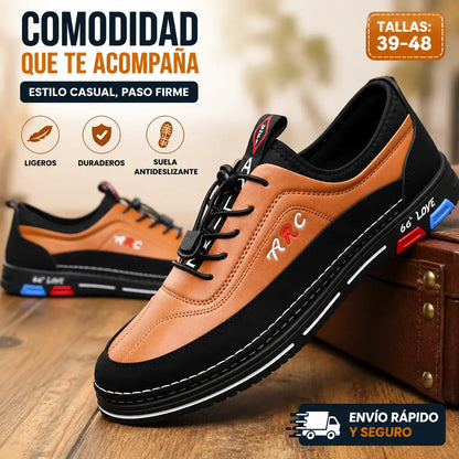 Los zapatos de negocios casuales para hombre están hechos de cuero impermeable y resistente a las manchas con una suela suave para un uso cómodo.