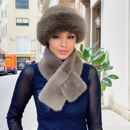 🔥🧣🎩 【Bestseller! 】❄️Novinka 2025: Dámská zateplená, teplá a větruodolná 🧣🎩 [módní zimní šála + plyšová čepice]