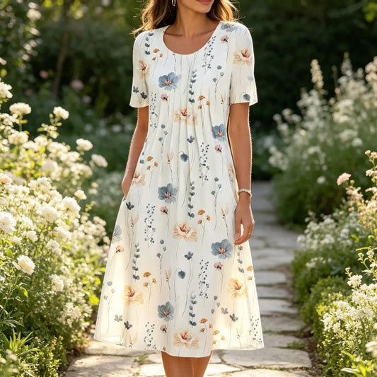 ⏳ Sleva 50 %【Velikosti S-5XL】Moderní šaty s kulatým výstřihem a potiskem.