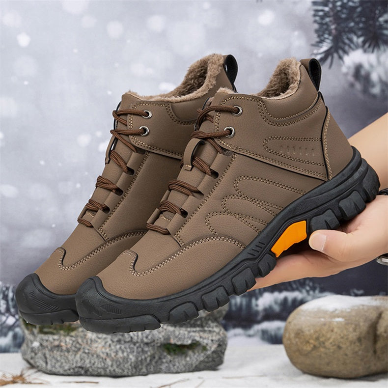 ❄️ Król Przeciwdziałania Mroźniom! Męskie Botki Śnieżne Na Wysokim Podnóżu O Luźnym Kroju, Bawełniane Buty Z Grubą Wełnianą Wstawką, Antypoślizgowe I Odporne Na Zużycie 🔥-4182418