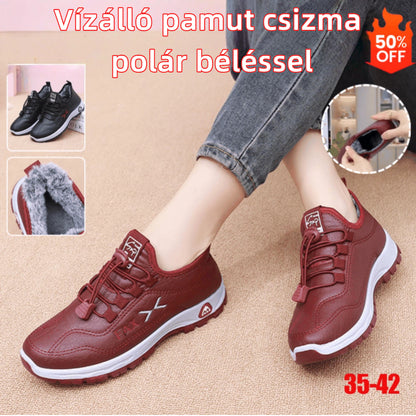 【35-41】 Téli új stílusú, kézzel készített valódi bőr pamut bársony női cipők-4161352