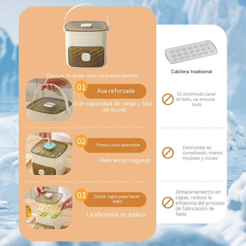 Máquina de hielo portátil | Con tapa y recipiente para almacenar hielo (hace 48 cubitos de hielo a la vez)