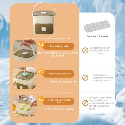 Máquina de hielo portátil | Con tapa y recipiente para almacenar hielo (hace 48 cubitos de hielo a la vez)