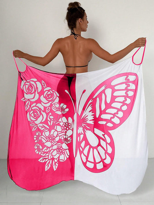 🦋🦋【Sleva na nový produkt】Nové dámské šifonové opalovací krémy s potiskem motýla na pláž 2025-3977387