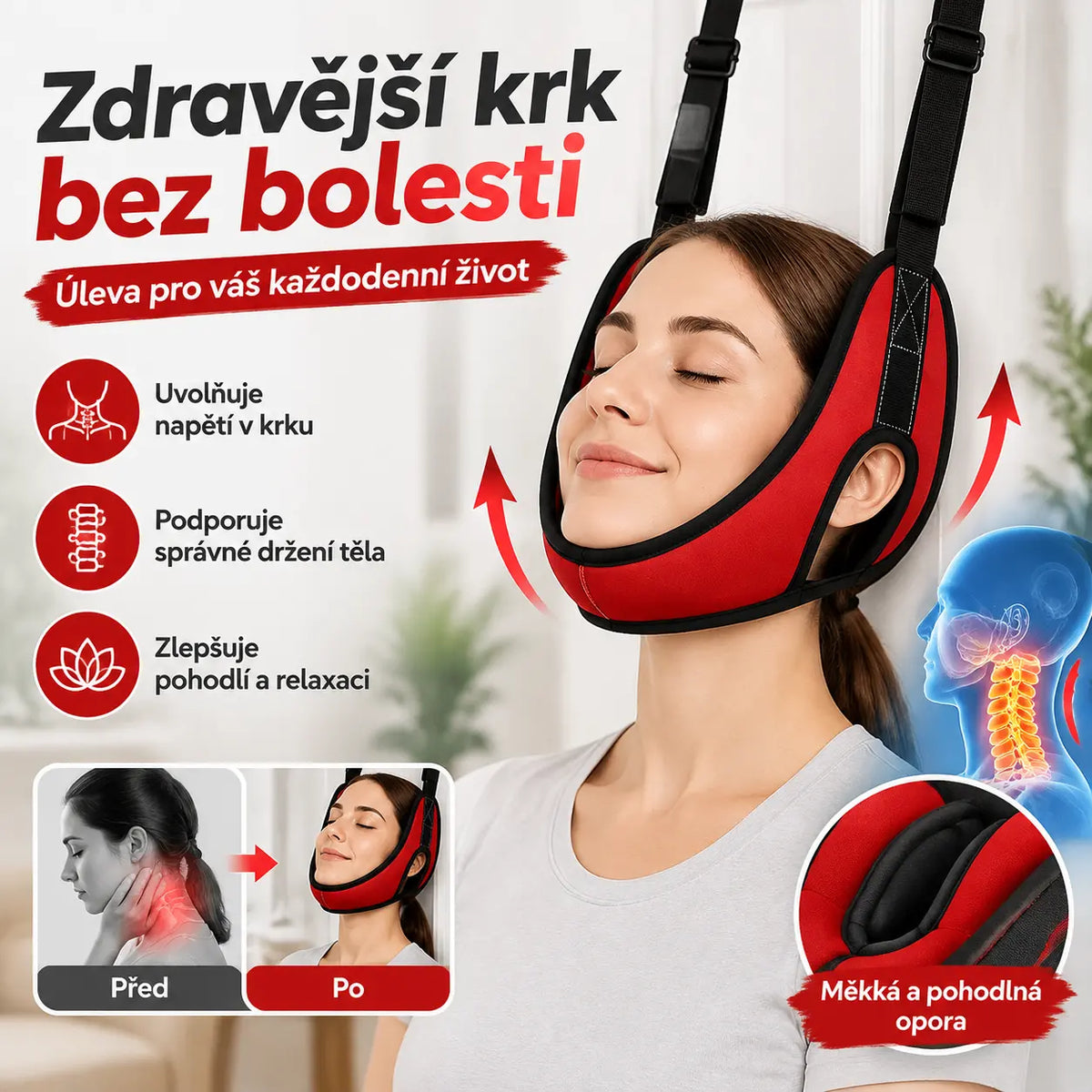 💥【Poslední den: sleva 50 %】 Zařízení pro krční trakci k zavěšení na dveře – pro protažení krku a úlevu od bolesti
