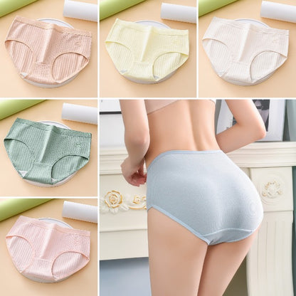💓(7piezas) Ropa interior femenina antibacteriana sencilla y avanzada con cintura alta, para mujeres de 70 a 180 kg