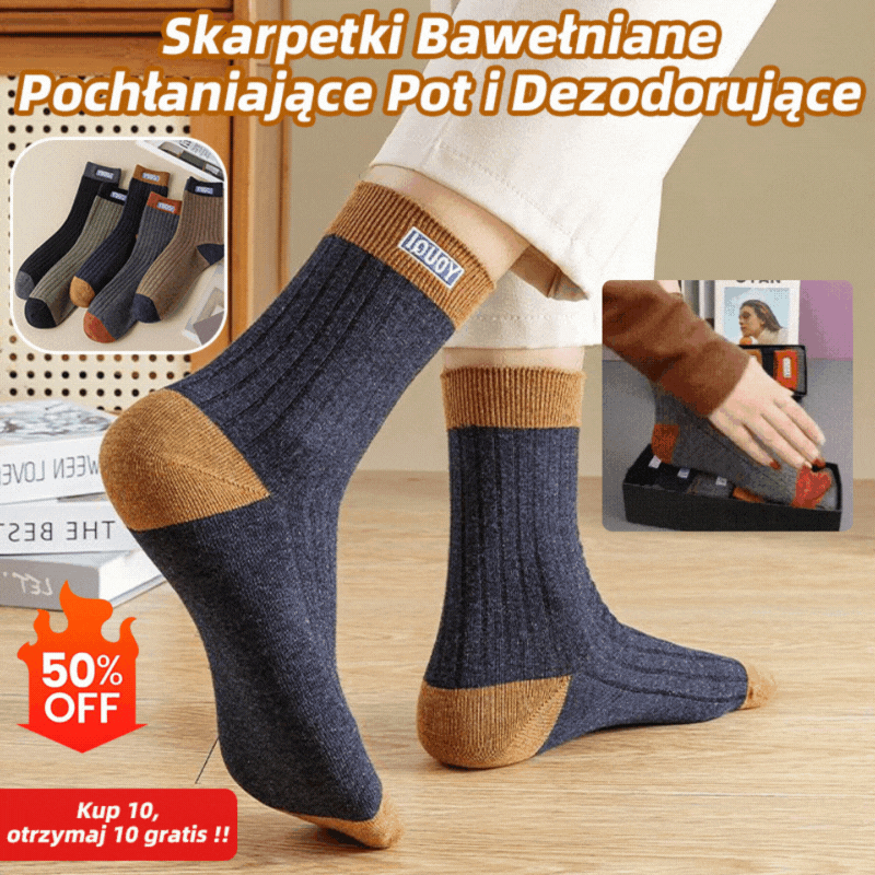 🔥🧦【Kup 5 par, a 5 otrzymasz gratis】✨🎉【Opakowanie 10 par】Nowe miękkie i wygodne skarpetki męskie z czystej bawełny, pochłaniające pot i odporne na zapachy-4178441