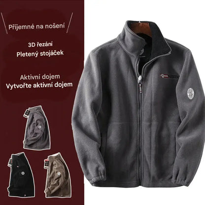 【S-3XL】 Pánská silná sametová fleecová bunda, podzim a zima, teplá, lehká, velká velikost
