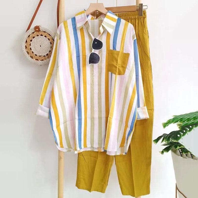 🌸[S-5XL]  Damski prążkowany casualowy komplet dwuczęściowy (wiosna–lato)