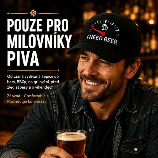 🔥 POSLEDNÝ DEŇ S 50% ZĽAVOU - 🍺 Vyšívaná šiltovka „POTREBUJEM PIVO“ – Unisex pamätná šiltovka 🧢