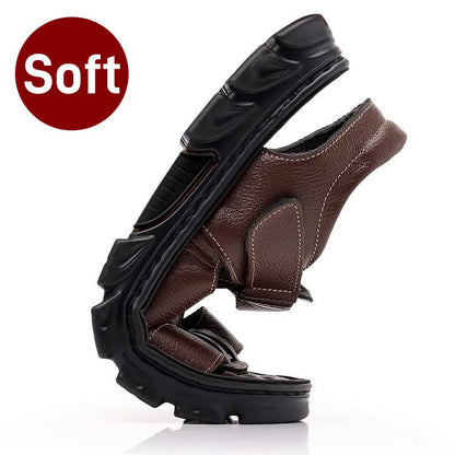 【Oferta por tiempo limitado】【38~44】Sandalias de playa antideslizantes de cuero suave hechas a mano para hombre