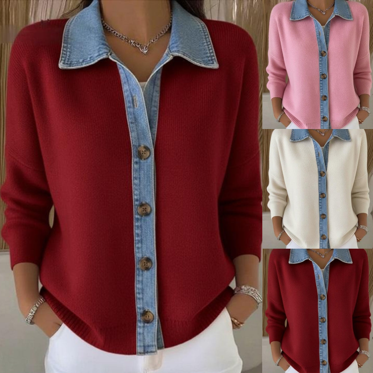 🔥Oferta por tiempo limitado: Cárdigan de patchwork de mezclilla nuevo 2025 (S-3XL)