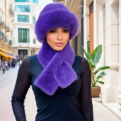 🔥🧣🎩 【Bestseller! 】❄️Novinka 2025: Dámská zateplená, teplá a větruodolná 🧣🎩 [módní zimní šála + plyšová čepice]