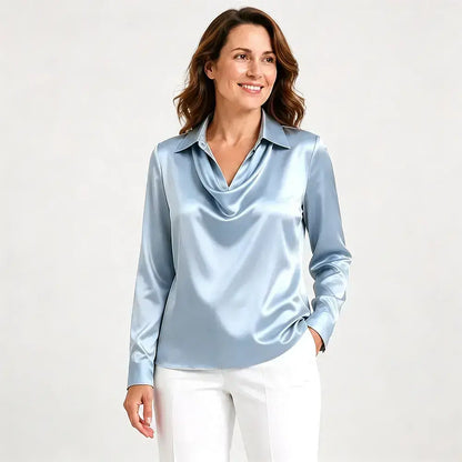 【S-3XL】【40-100 kg】Nueva camisa de satén suave y lisa para mujer, a la moda, con un exclusivo diseño floral y una elegante caída que estiliza la figura.