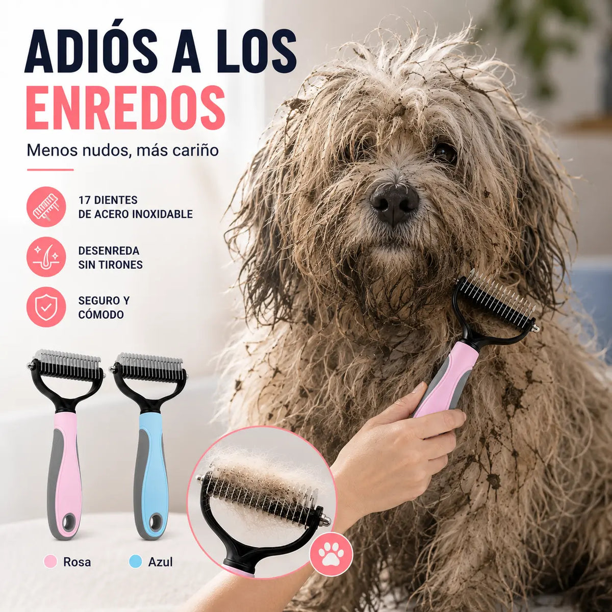🐶【Compre 1 y obtenga 1 gratis，2 piezas】Cepillo de doble cara para el aseo de mascotas y la eliminación de pelo
