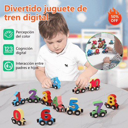 【50%OFF】👶Tren de juguete de madera digital hecho con bloques