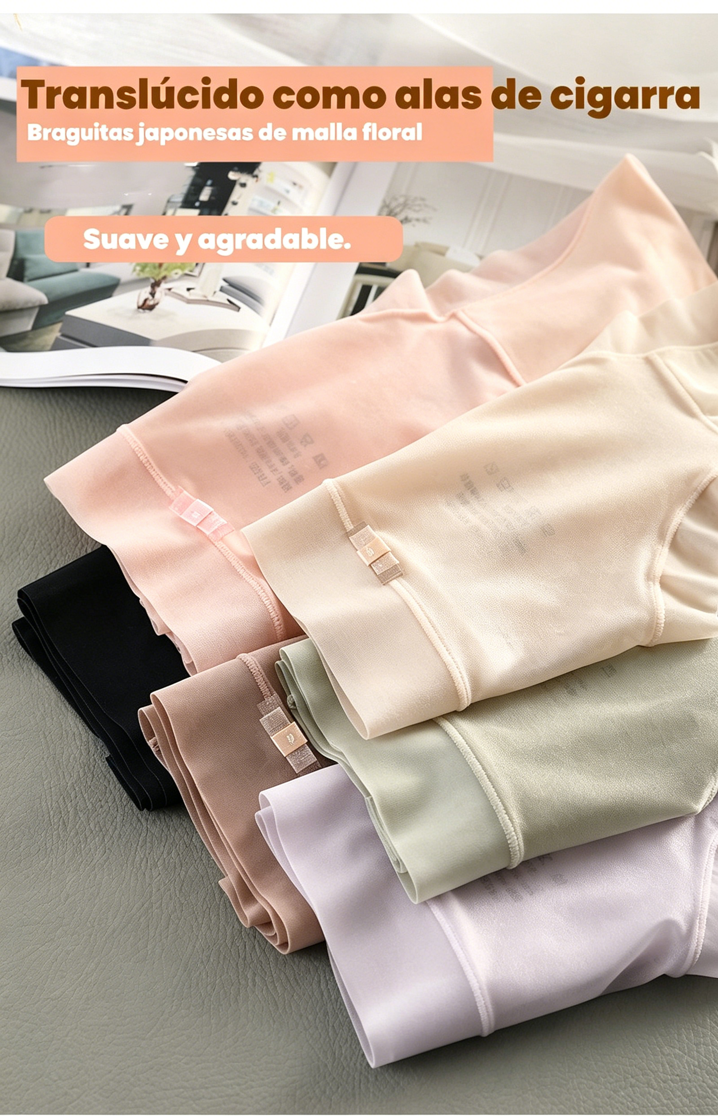 🩲 Promoción de nueva llegada 【6 piezas】 Braguitas de talle alto de seda helada para mujer