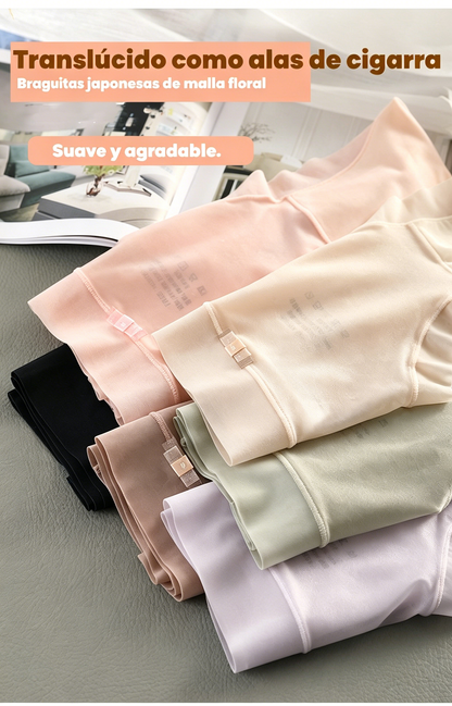 🩲 Promoción de nueva llegada 【6 piezas】 Braguitas de talle alto de seda helada para mujer