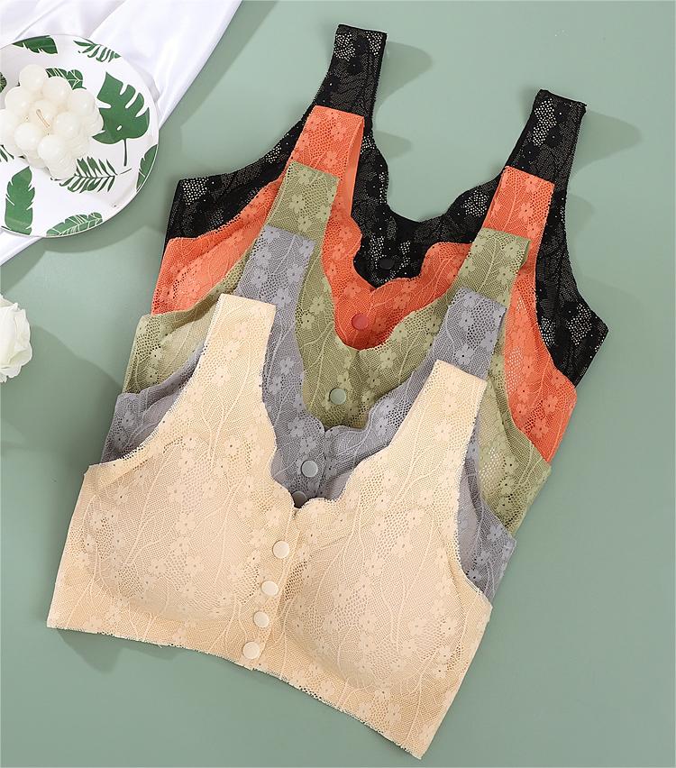 😍【3 részes készlet】【40-100KG】Női vezeték nélküli csipke melltartó elülső rögzítéssel - 4223202