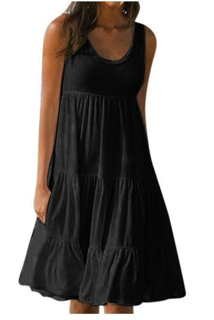 👗[S-5XL] Vestido sencillo de color liso, De secado rápido y transpirable