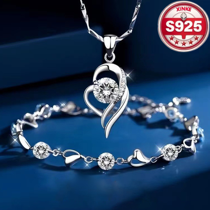 ✨✨💎 【Náramek + Náhrdelník】Sada náramků ze stříbra Heart of the Ocean 925 + náhrdelník-Z