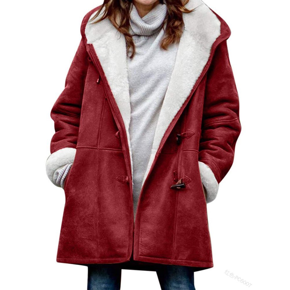 🐏🥼💖2026 Abrigo de mujer elegante y cálido de ante con forro polar, S-5XL, abrigo de invierno/para el día a día