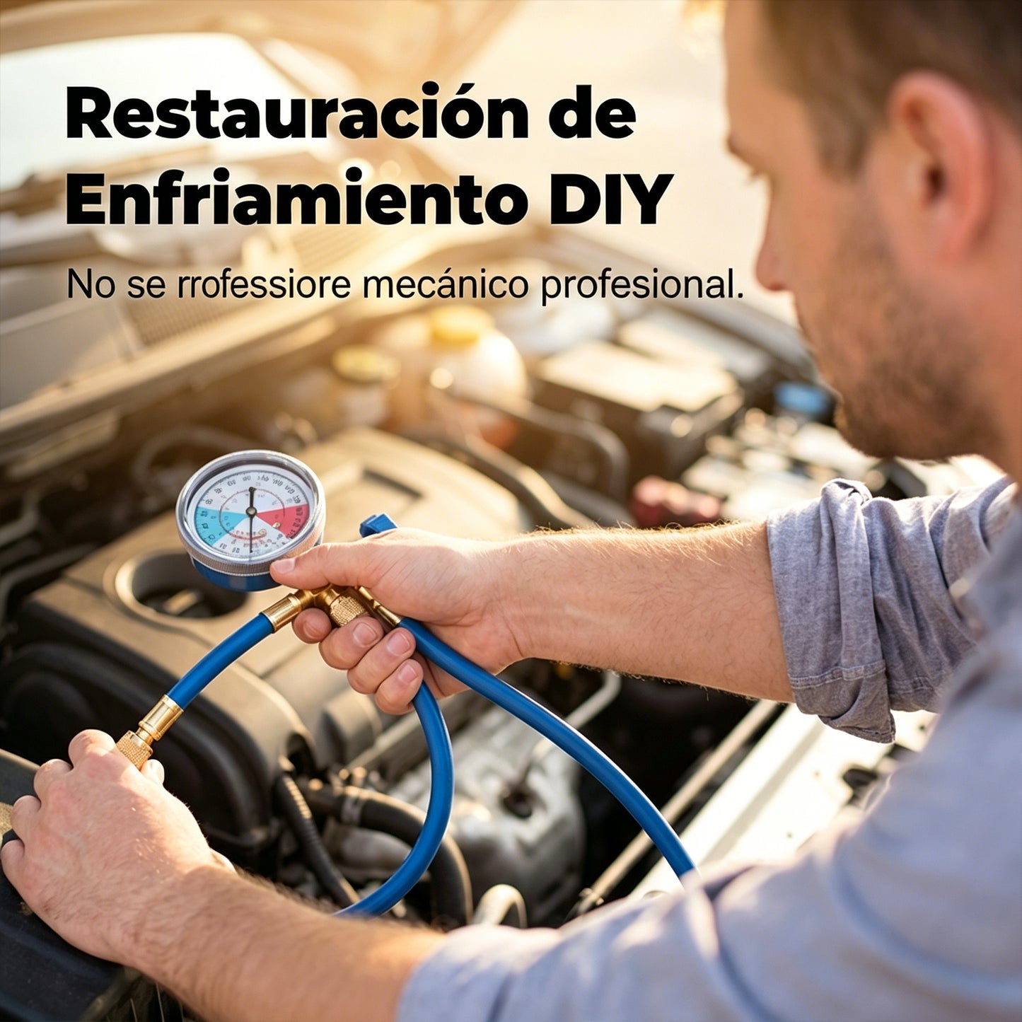 🔧❄️ Manguera de recarga de refrigerante AC R134a con manómetro – Antifugas, fácil de leer y compatible con coches, camiones o aire acondicionado doméstico – Recarga DIY segura 🚗