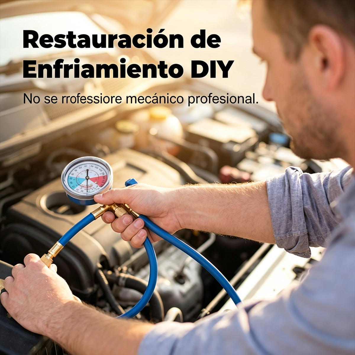 🔧❄️ Manguera de recarga de refrigerante AC R134a con manómetro – Antifugas, fácil de leer y compatible con coches, camiones o aire acondicionado doméstico – Recarga DIY segura 🚗