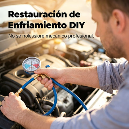 🔧❄️ Manguera de recarga de refrigerante AC R134a con manómetro – Antifugas, fácil de leer y compatible con coches, camiones o aire acondicionado doméstico – Recarga DIY segura 🚗