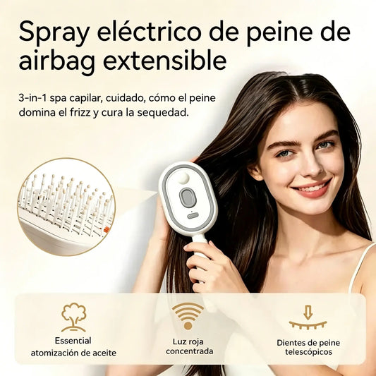 ⚡💨 Peine eléctrico con pulverizador, masaje y cuidado del cabello 2 en 1