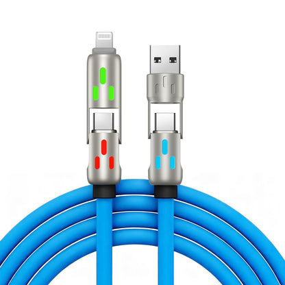 🔥 【2 unidades por 26 euros】 🔥 (2 metros de largo) Cable 4 en 1 PD 240 W – Carga rápida USB‑C, Lightning y USB‑A, aluminio y silicona, sincronización de datos ⚡📱-4330160