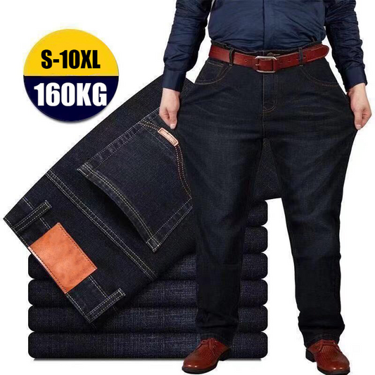 👖😎【50% DE DESCUENTO🔥】【45-160 kg】💕🔥 Vaqueros elásticos informales para hombre - Tallas grandes, sueltos y cómodos