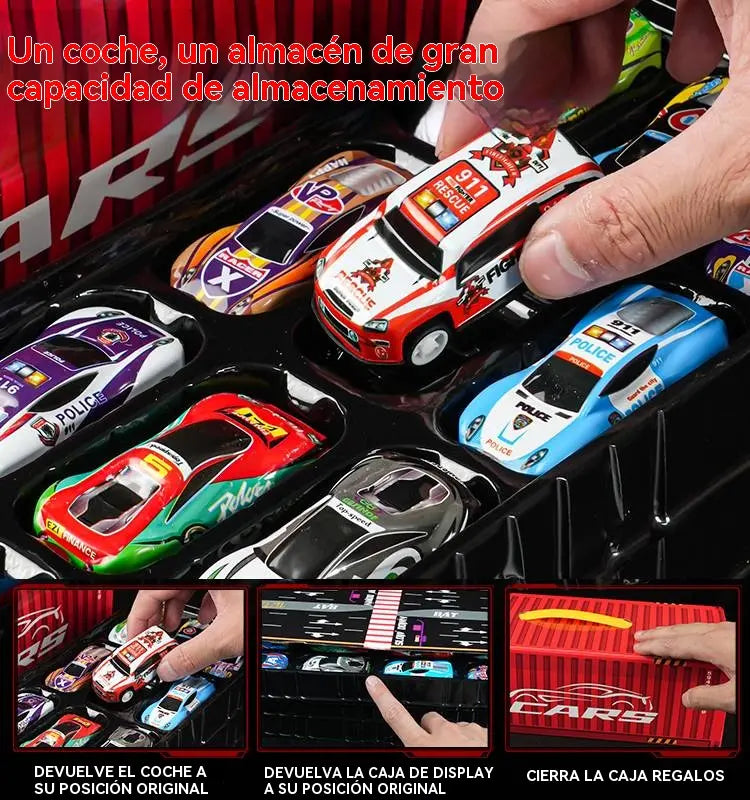 🚗🏎️48 minicoches extraíbles con garaje incorporado