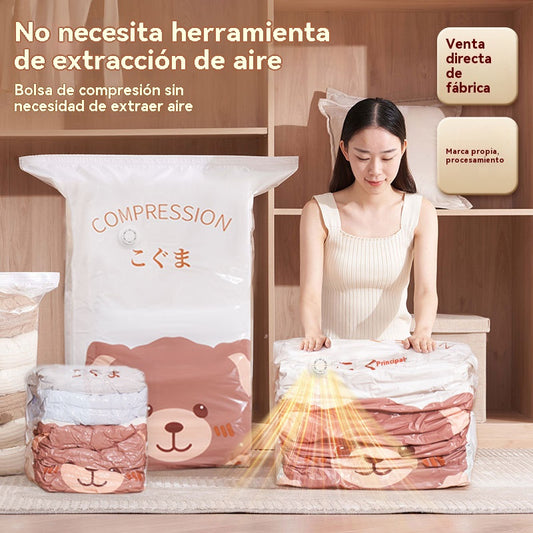 🧳【Juego de 5 piezas】💨 Bolsa de almacenamiento al vacío grande y compresible: no requiere bomba, es a prueba de fugas e ideal para ahorrar espacio en maletas y en casa ✈️
