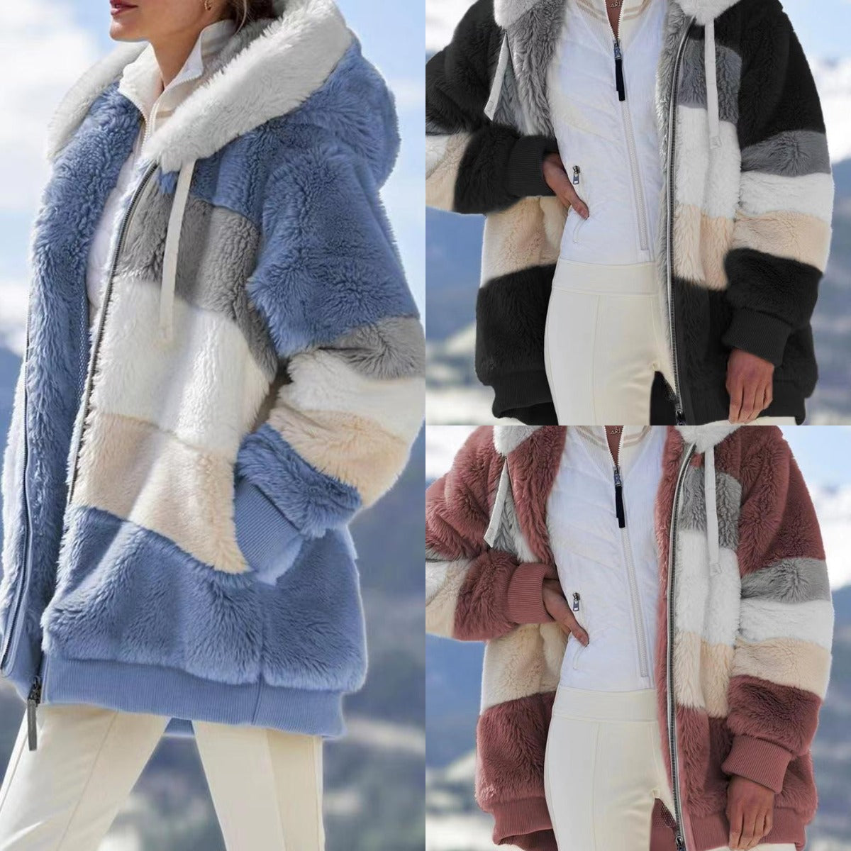 ☃️❄️【S-5XL】Nová dámská zimní bunda 2025, silná s plyšovými pruhy